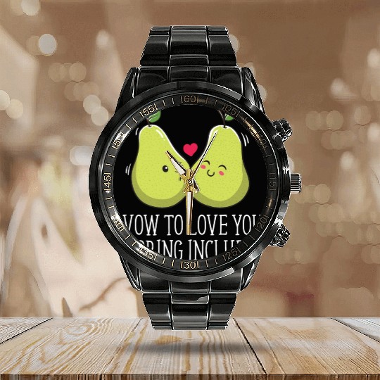 Vow to Love You Snoring Included Funny Wedding Hum Calendar Steel Band Watch