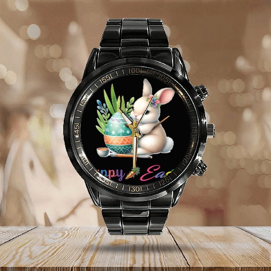 Happy Easter 01 Calendar Steel Band Watch