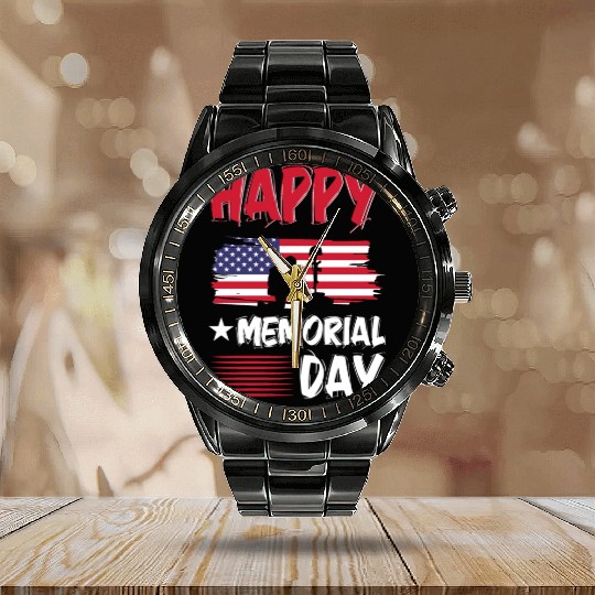 Memorial day Calendar Steel Band Watch