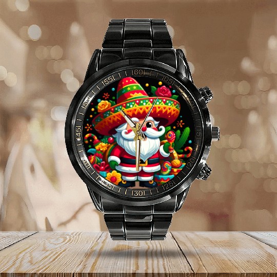 Cinco de Mayo Santa Claus Calendar Steel Band Watch