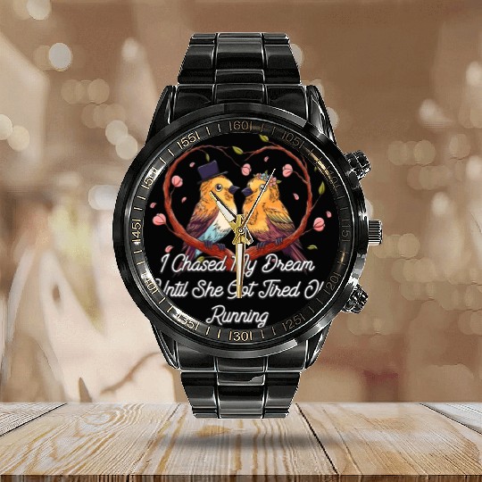She Got Tired Of Running Wedding Proposal Groom En Calendar Steel Band Watch