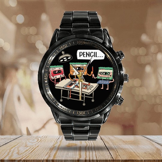 Cassette Tape 80s Music Lover Calendar Steel Band Watch