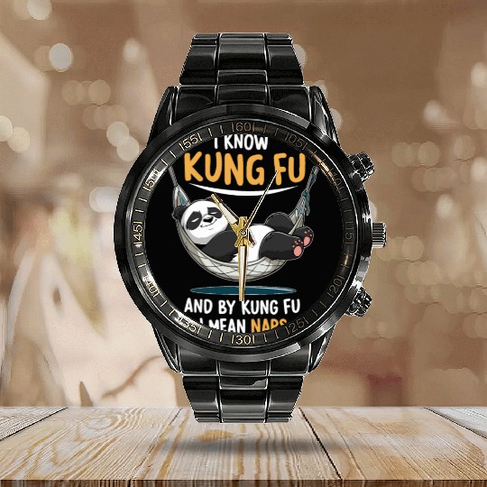 Kung Fu Chinese Kung Fu Asian Kung Fu Self defense Calendar Steel Band Watch