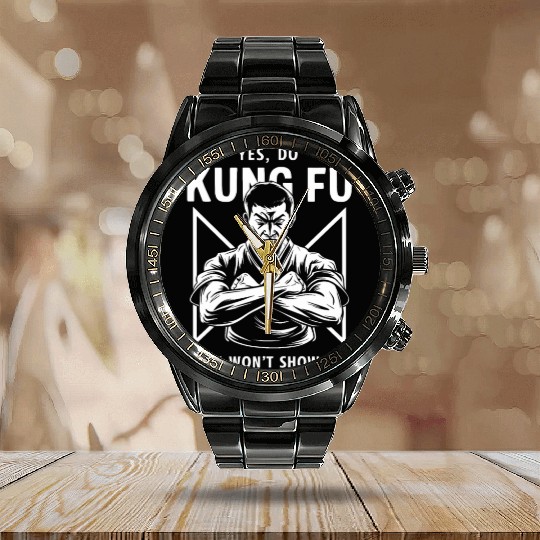 Kung Fu Chinese Kung Fu Asian Kung Fu Self defense Calendar Steel Band Watch