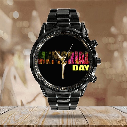 MEMORIAL DAY Calendar Steel Band Watch