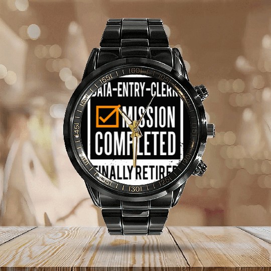 Retirement - Retired Data-Entry-Clerk Calendar Steel Band Watch
