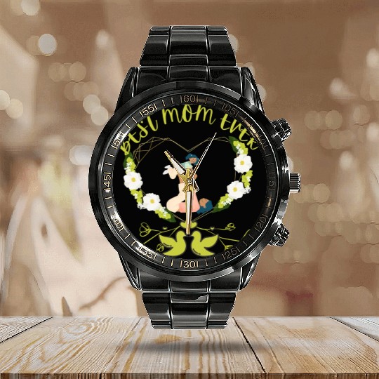 BEST MOM EVER MOTHER AND DAUGHTER DESIGN Calendar Steel Band Watch