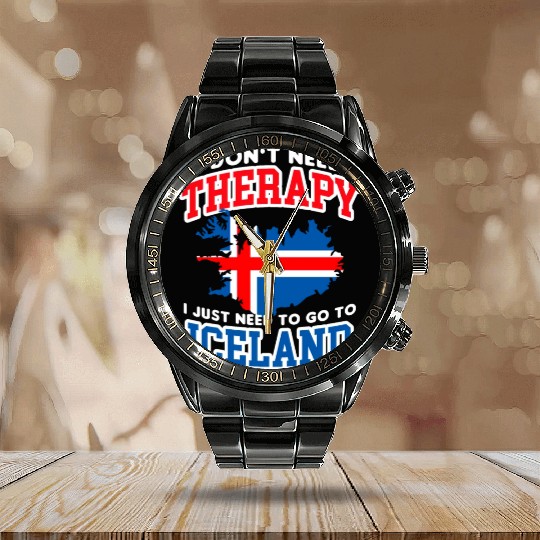 Iceland Flag Embrace The Northern Lights Design Calendar Steel Band Watch