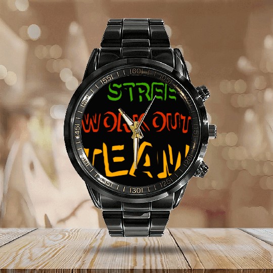 Street workout street workout team guys juneteenth Calendar Steel Band Watch
