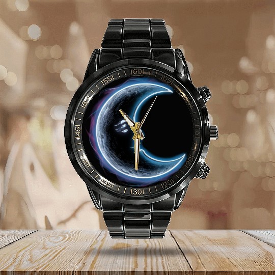 Neon moon Calendar Steel Band Watch