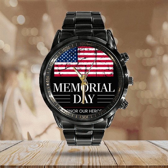 Memorial Day Calendar Steel Band Watch