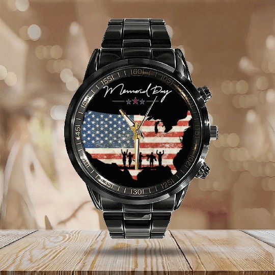 Memorial Day Calendar Steel Band Watch