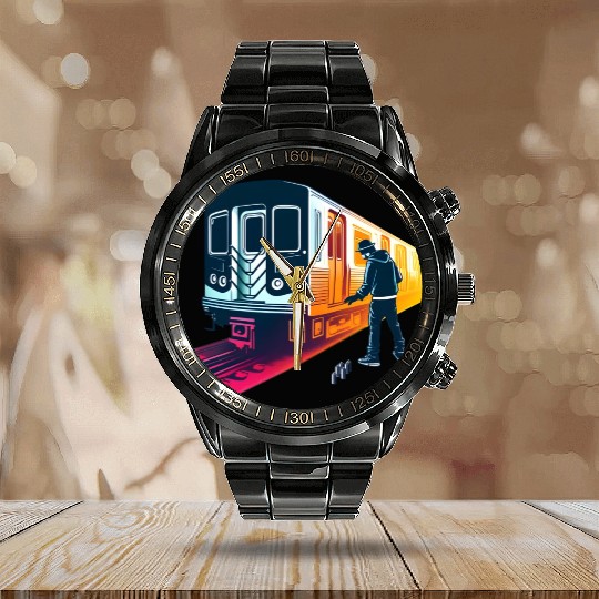 AI Teen at Subway Layup Masked Calendar Steel Band Watch