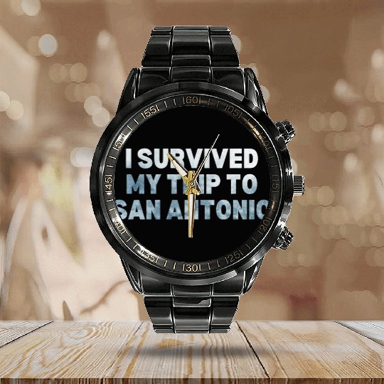My Trip Traveler Vacation San Antonio Calendar Steel Band Watch