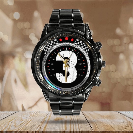 Kids 3rd Birthday Boy 3 Third Race Car Birthday Calendar Steel Band Watch