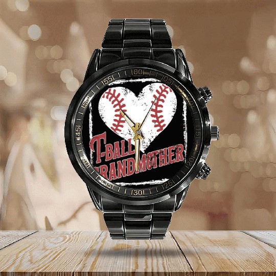 Baseball Grandma Grandmother Grandparents Day Calendar Steel Band Watch