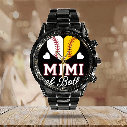 Baseball Grandma Grandmother Grandparents Day Calendar Steel Band Watch