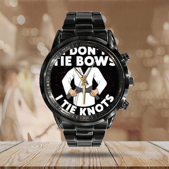 I Don't Tie Bows I Tie Knots Karateka Karate Calendar Steel Band Watch