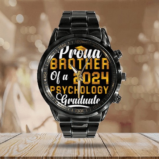 Proud Brother Of A 2024 Psychology Graduate Calendar Steel Band Watch
