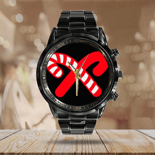 Candy Canes Icon Calendar Steel Band Watch