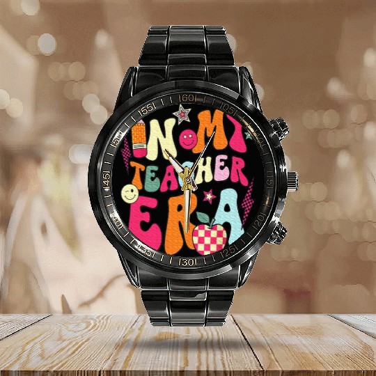 In My Teacher Era Teacher Calendar Steel Band Watch