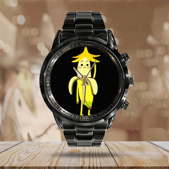 banana says hello Calendar Steel Band Watch