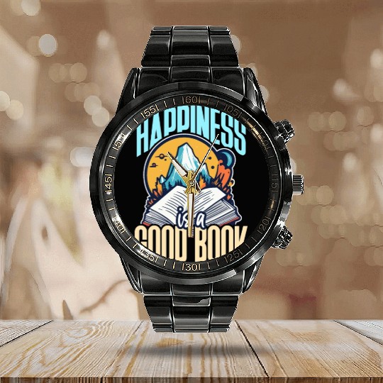 Literature Teacher Happiness Is A Good Book Reader Calendar Steel Band Watch