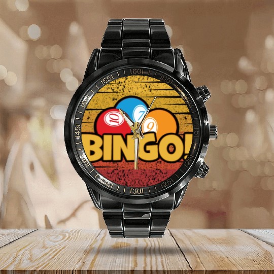 Retro Professional Caller Daubers Bingo Lover Calendar Steel Band Watch