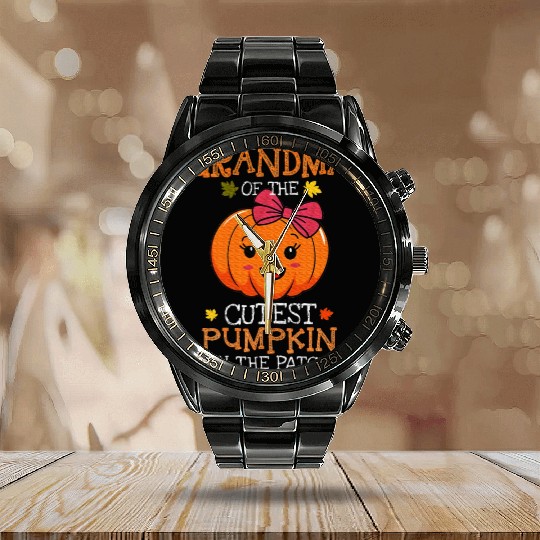 Grandma Of The Cutest Pumpkin In The Patch Calendar Steel Band Watch
