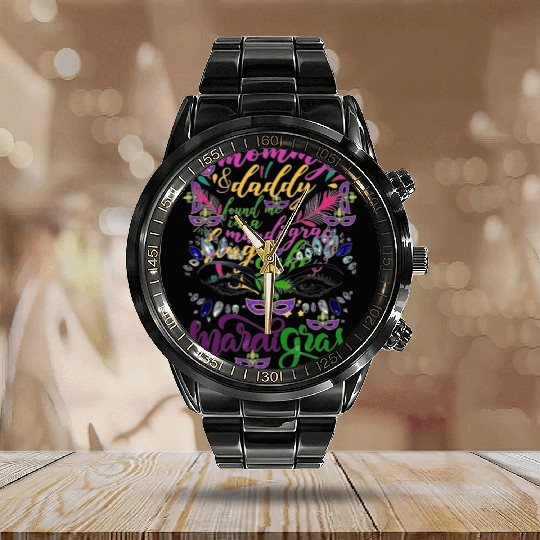 "mardi gras Calendar Steel Band Watch"