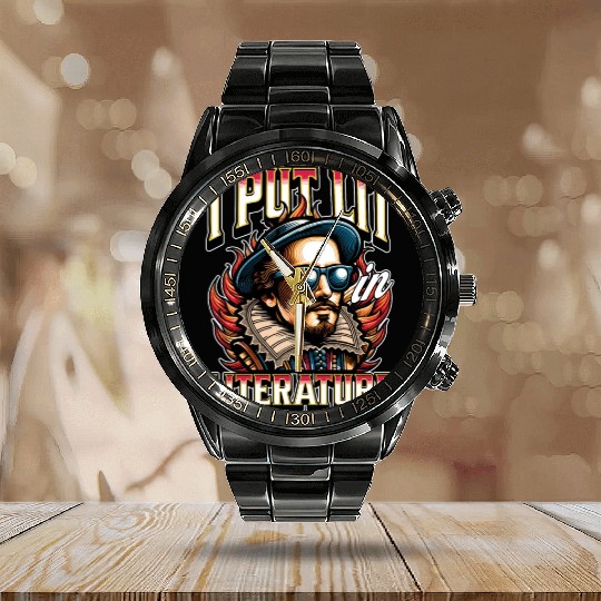 Literature Teacher I Put Lit In Literature Bookish Calendar Steel Band Watch