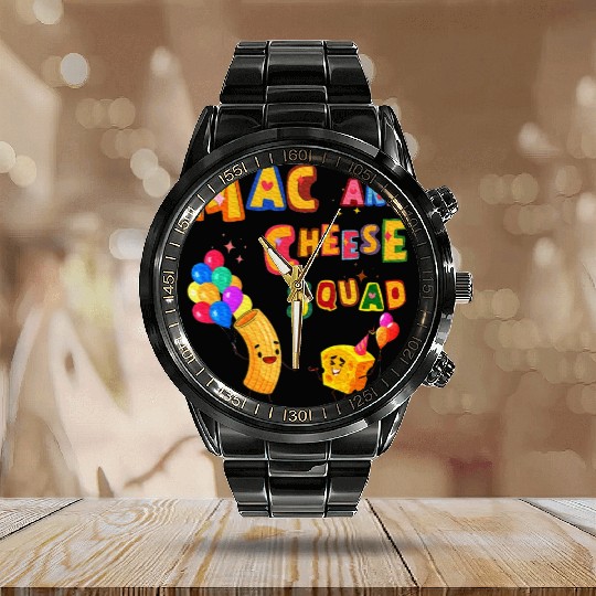 Macaroni And Cheese Mac Cheese Squad Lover Calendar Steel Band Watch