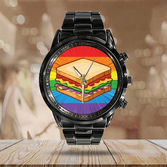 LGBTQ Sandwich Calendar Steel Band Watch