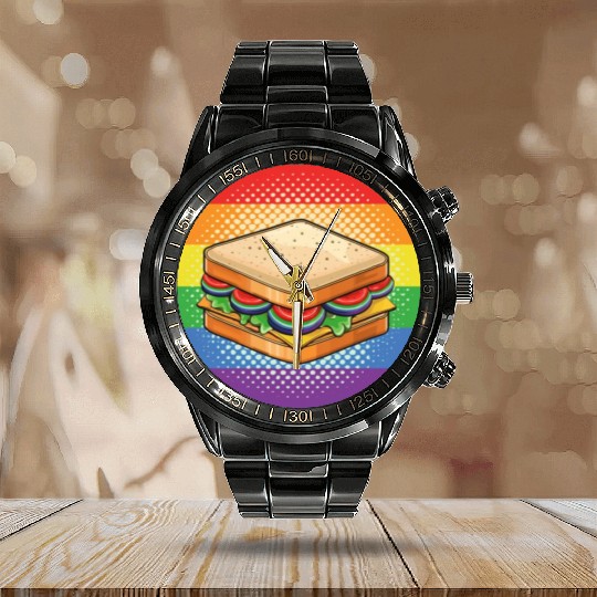 LGBTQ Sandwich Calendar Steel Band Watch