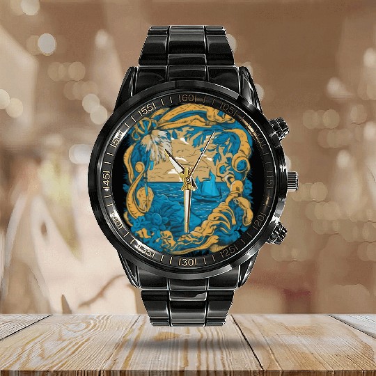 Sun Kissed Shores A Mediterranean Odyssey Calendar Steel Band Watch