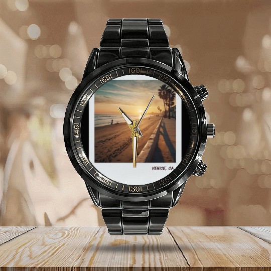 Mono Enterprises "Travels" Venice Beach #3 Calendar Steel Band Watch