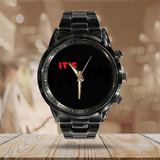 Day Name Calendar Steel Band Watch for Daily - It's Friday