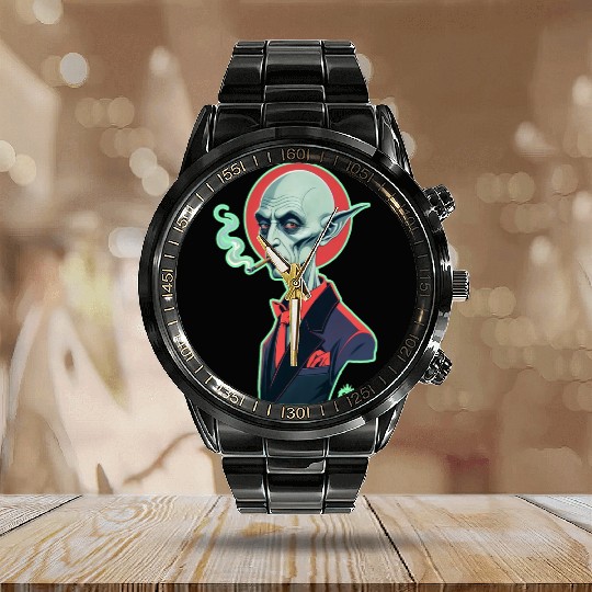 NOSFERATU WEED Calendar Steel Band Watch