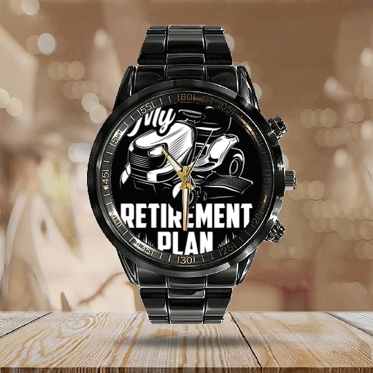 Landscaper Gardener Retirement Plan Calendar Steel Band Watch