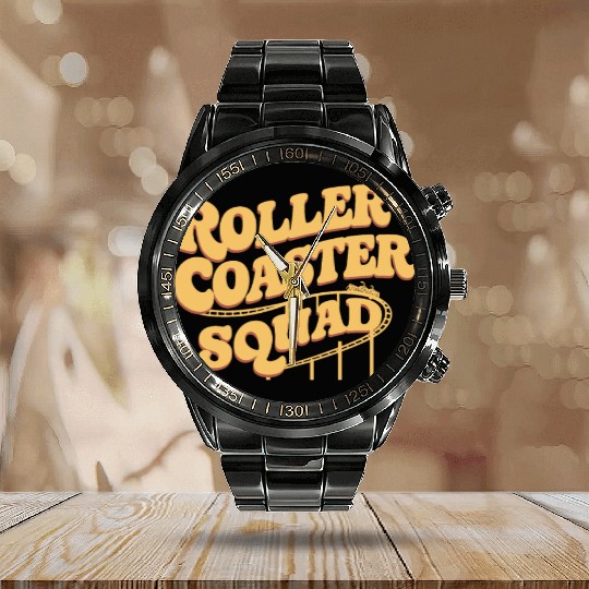 Roller Coaster Squad Fun Thrill Ride Team Calendar Steel Band Watch