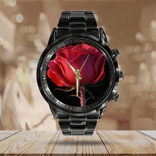the rose nature design Calendar Steel Band Watch