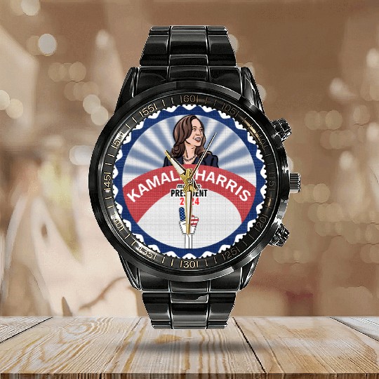 KAMALA 2024, KAMALA HARRIS FOR PRESIDENT Sticker Calendar Steel Band Watch