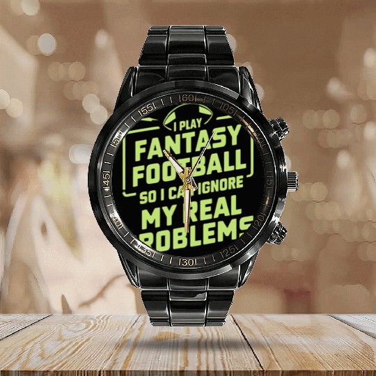 FUNNY FANTASY FOOTBALL Calendar Steel Band Watch