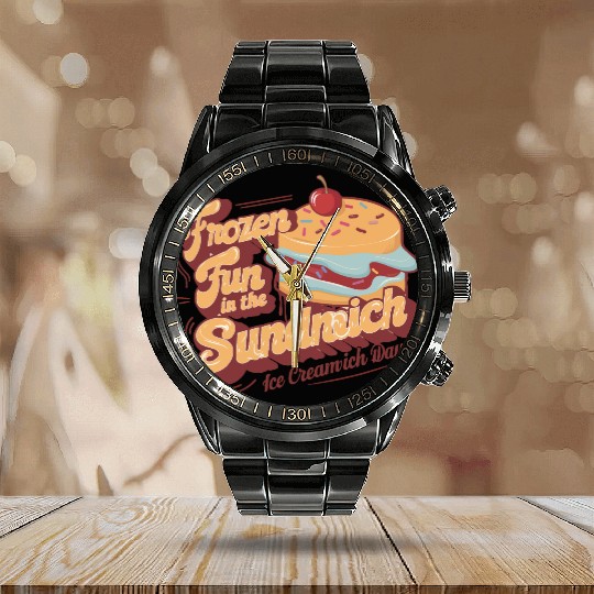 Ice Cream Sandwich Calendar Steel Band Watch