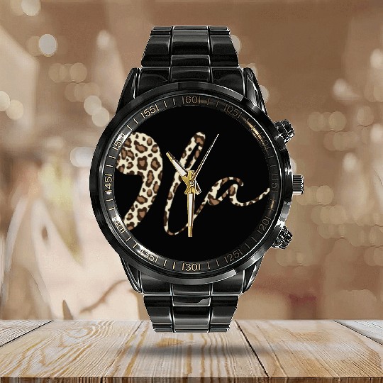 Comma La Leopard Print Kamala Harris Calendar Steel Band Watch