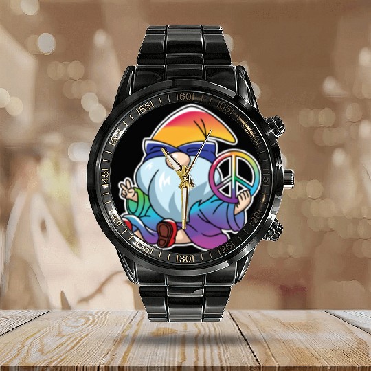 Peace Gnome Gnomes Dwarves Lgbtq Calendar Steel Band Watch