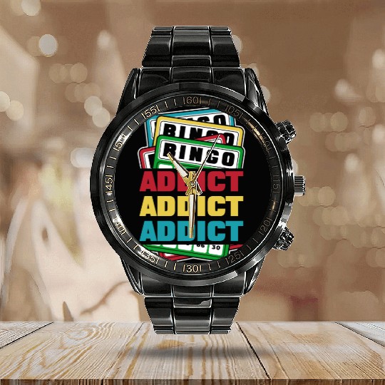 Bingo Addict Caller Daubers Professional Bingo Calendar Steel Band Watch