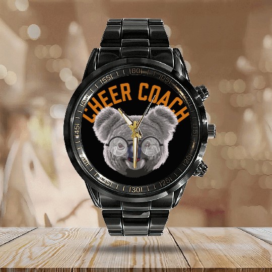 Koalified Cheer Coach Cheerleading Funny Cheerlead Calendar Steel Band Watch
