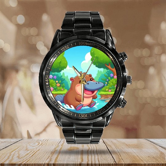 The hippo-platypus Calendar Steel Band Watch