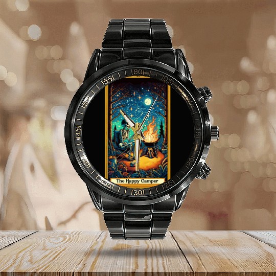 The Happy Camper Tarot Calendar Steel Band Watch